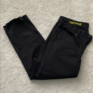 J. Crew toothpick jeans in black stretch, size 33